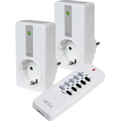 Nexa, fjärrstyrd strömbrytare, 2x2300W, 230V, jordad, På/Av, passar elektronisk trafo, självlärande, vit Nexa, fjärrstyrd strömbrytare, 2x2300W, 230V, jordad, På/Av, passar elektronisk trafo, självlärande, vit