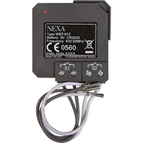 Nexa WBT-912, trådlös sändare för montering med befintliga strömbrytare, självlärande och kompatibel med System Nexa