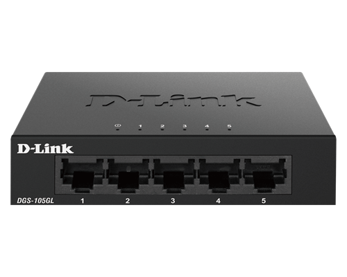 D-Link DGS-105GL 5 Port Gigabit Metal Unmanaged Desktop Switch, svart