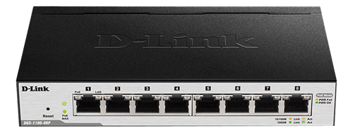 D-Link EasySmart Switch DGS-1100-08P - V2 - switch - smart - 8 x 10/100/1000 (PoE) - skrivbordsmodell - PoE (64 W)