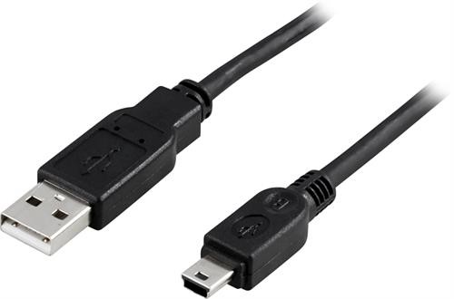 DELTACO USB 2.0 cable Type A Male - Type Mini B Male 0.5m, black