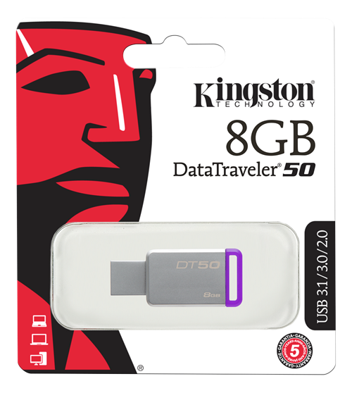 Kingston 8GB USB 3.0 DataTraveler 50, silver/lila Kingston 8GB USB 3.0 DataTraveler 50, silver/lila