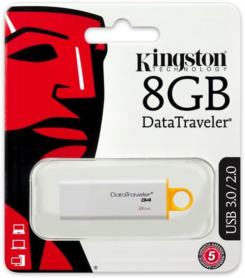 Kingston DataTraveler G4, USB 3.0 minne, 8GB, vit/gul - (DTIG4/8GB) Kingston DataTraveler G4, USB 3.0 minne, 8GB, vit/gul - (DTIG4/8GB)