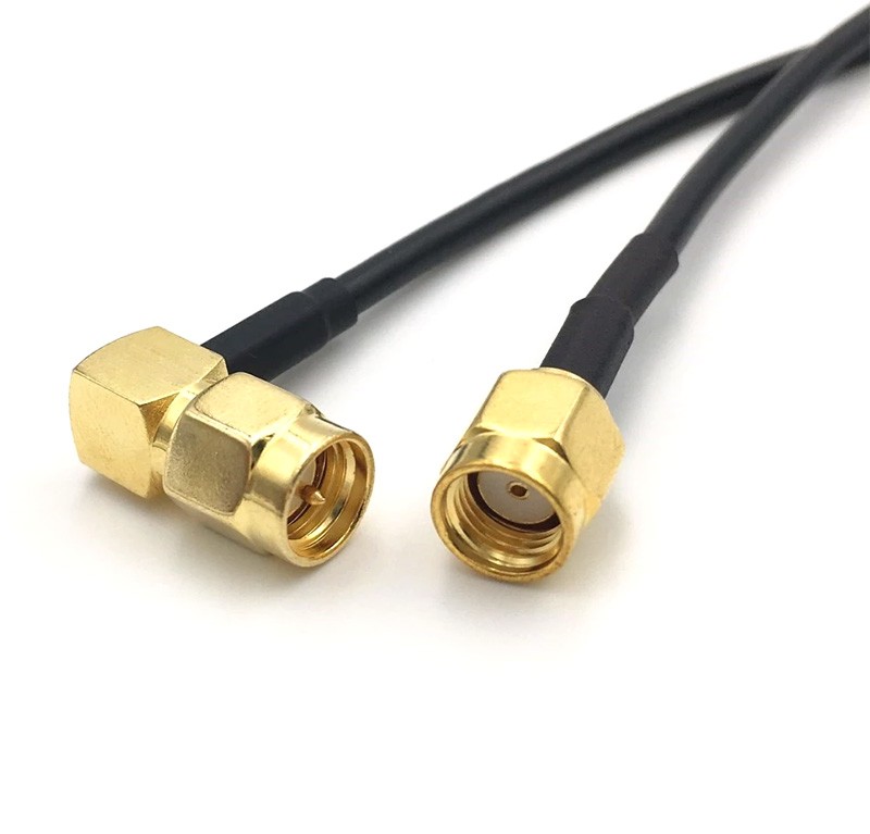 Antenna cable RG174 vink SMA-hane/ RP-SMA-hane 30 cm