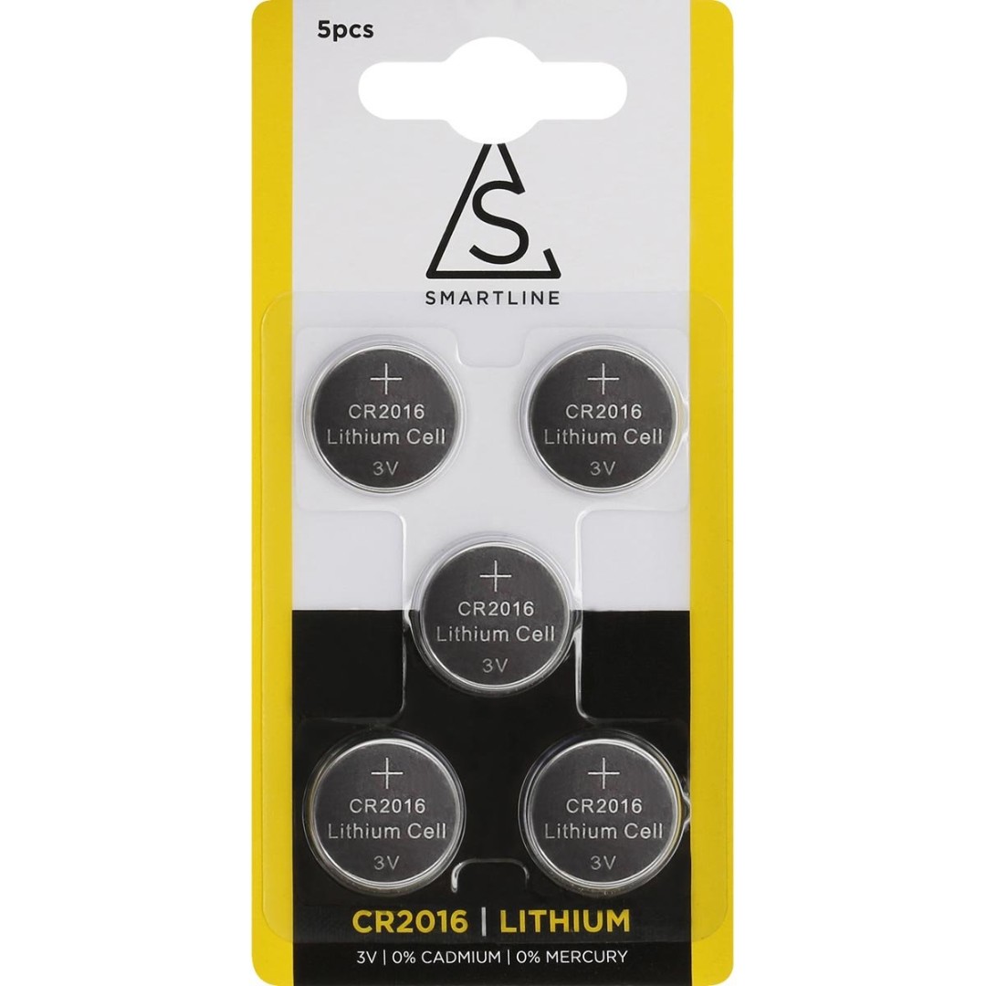 Knappcell lithium CR2016 5-PACK