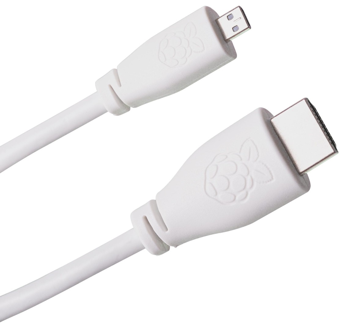 Raspberry Pi 4 Model B HDMI Cable, Micro HDMI To HDMI, 2m, White