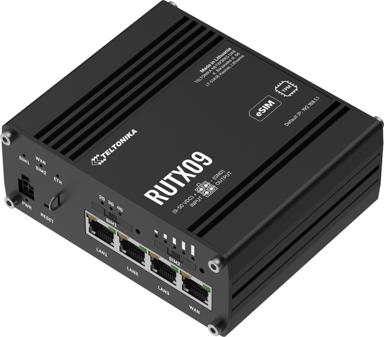 Teltonika RUTX09 LTE Cat6 router with dual SIM cards