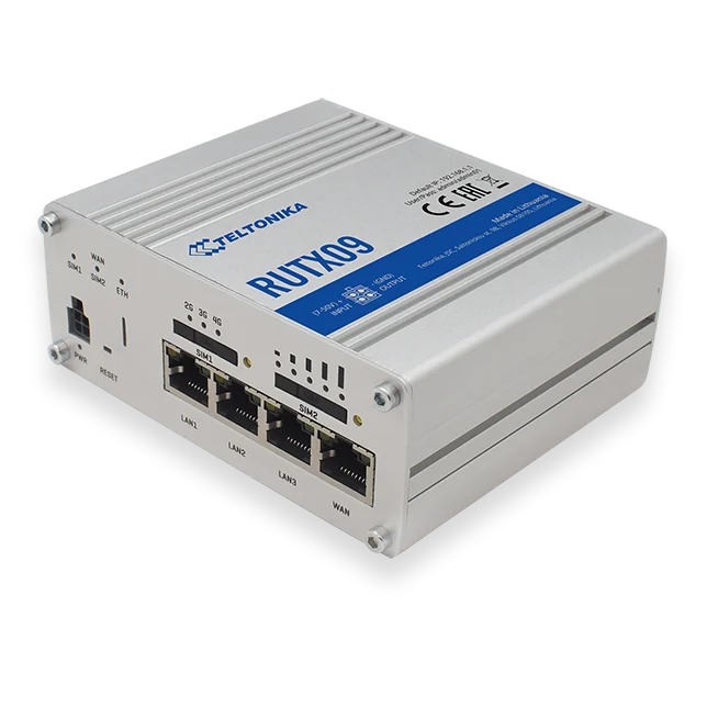 Teltonika RUTX09 LTE Cat6 router med dubbla SIM-kort"