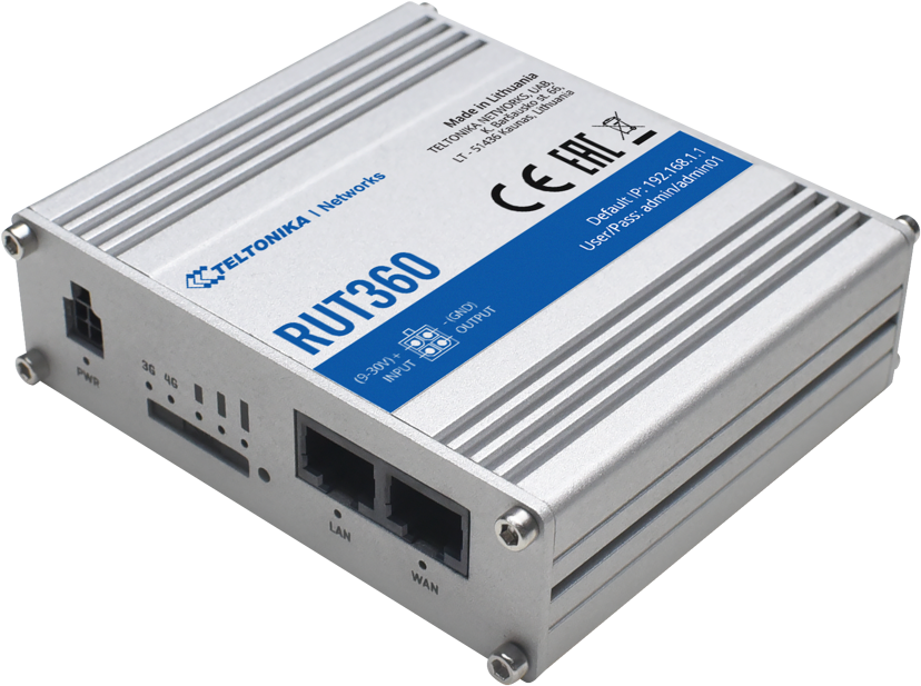 Teltonika RUT360 4G (LTE) – Cat 6 up to 300 Mbps, 3G – Up to 42 Mbps