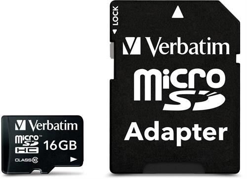 Verbatim microSDHC, 16GB, Class 10, inkl adapter