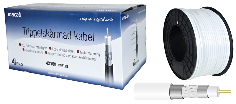 Cable RG-6T (1.0/4.6) tr-shielded, white PVC loose meter
