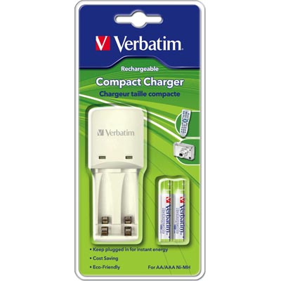 Verbatim batteriladdare för AA och AAA-batterier, inklusive 2xAAA 970mAh batterier Verbatim batteriladdare för AA och AAA-batterier, inklusive 2xAAA 970mAh batterier